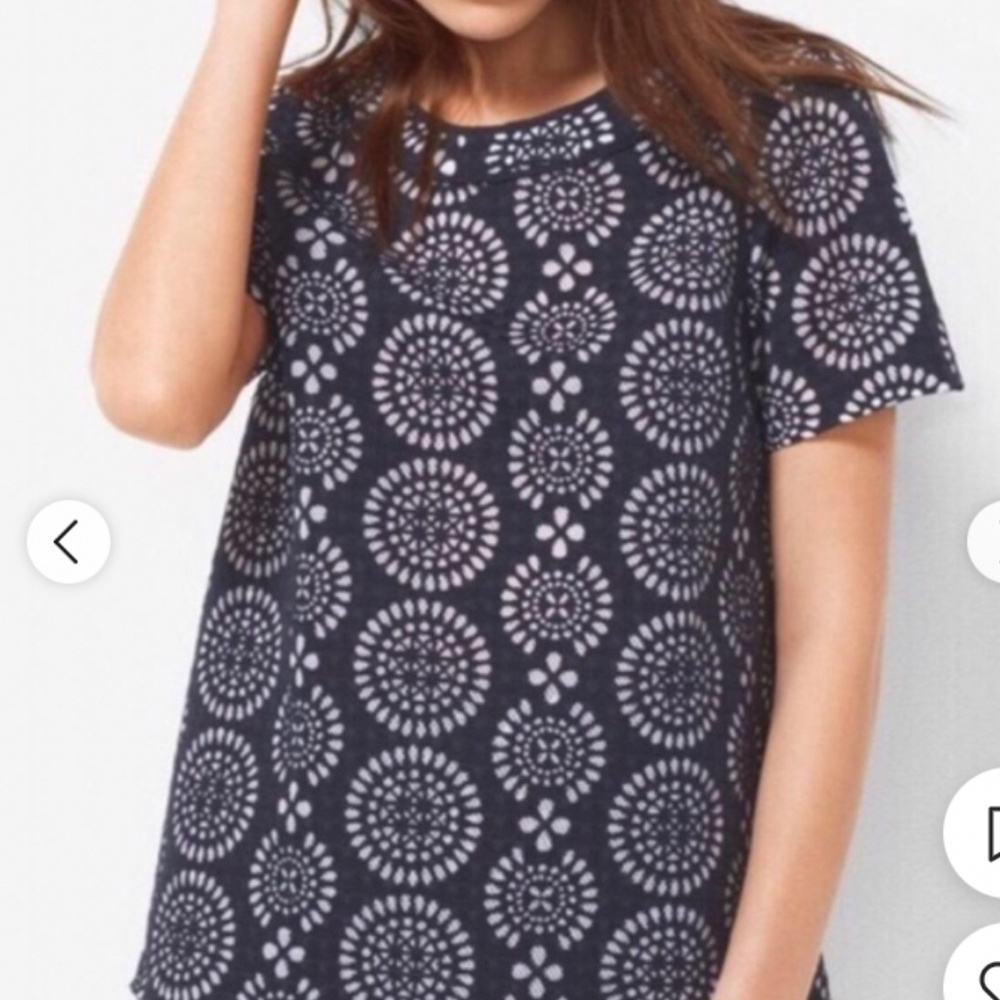 Michael Kors Navy/White Eyelet Top Blouse Shirt Size XS